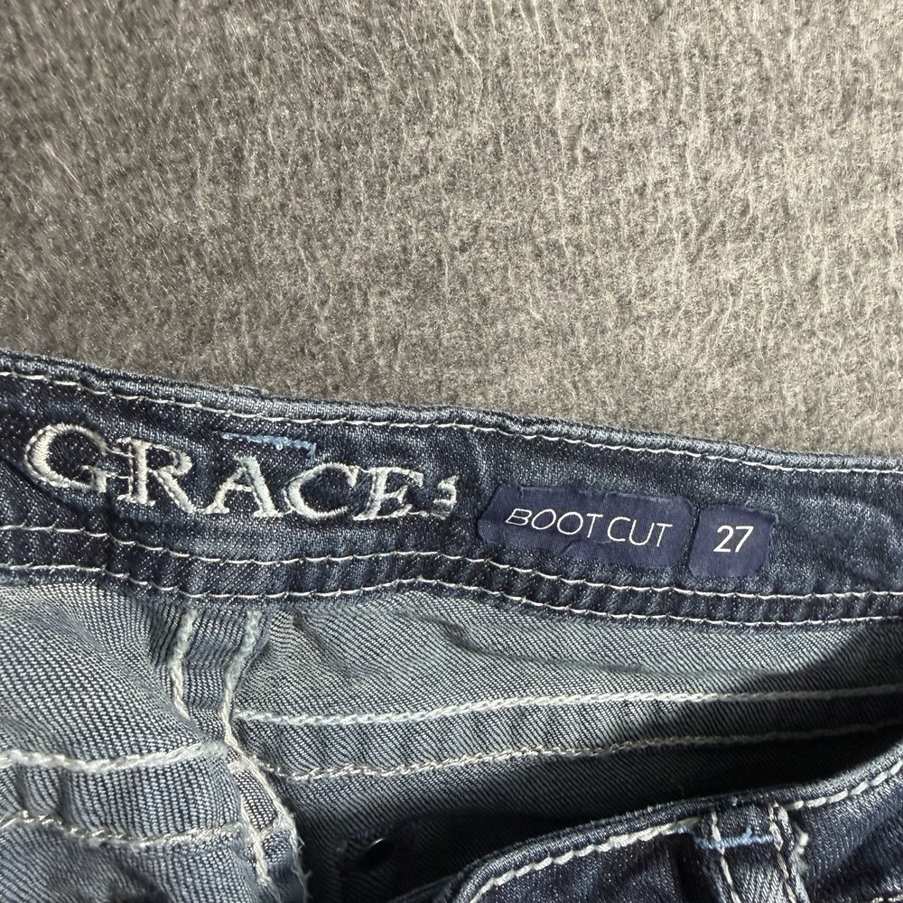 Grace In LA Jeans Women's 27 Bootcut Embroidered Rhinestone Denim Pockets Rodeo - Picture 7 of 8